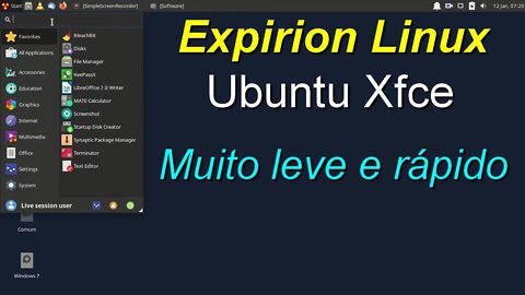 Expirion Linux no pendrive (LiveUSB) distro tradicional muito leve e rápida baseada no Ubuntu