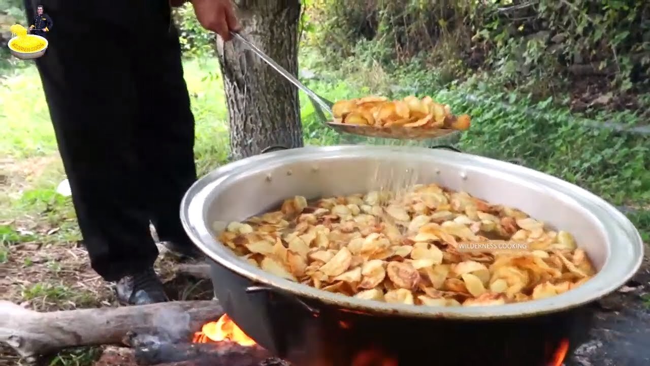 Roasted sweet potato chips - Cheetos potatoes chips - Crispy potato fries by Wilderness Cooking