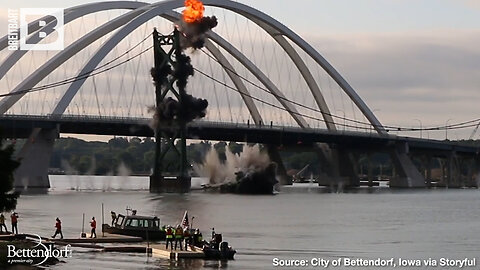 Demolition EXPLOSION Brings Down Old I-74 Bridge in Iowa