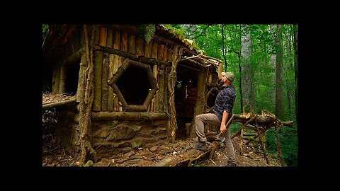 Building a Hobbit house from start to finish - 10 days Accelerated primitive shelter- Snow and Rain