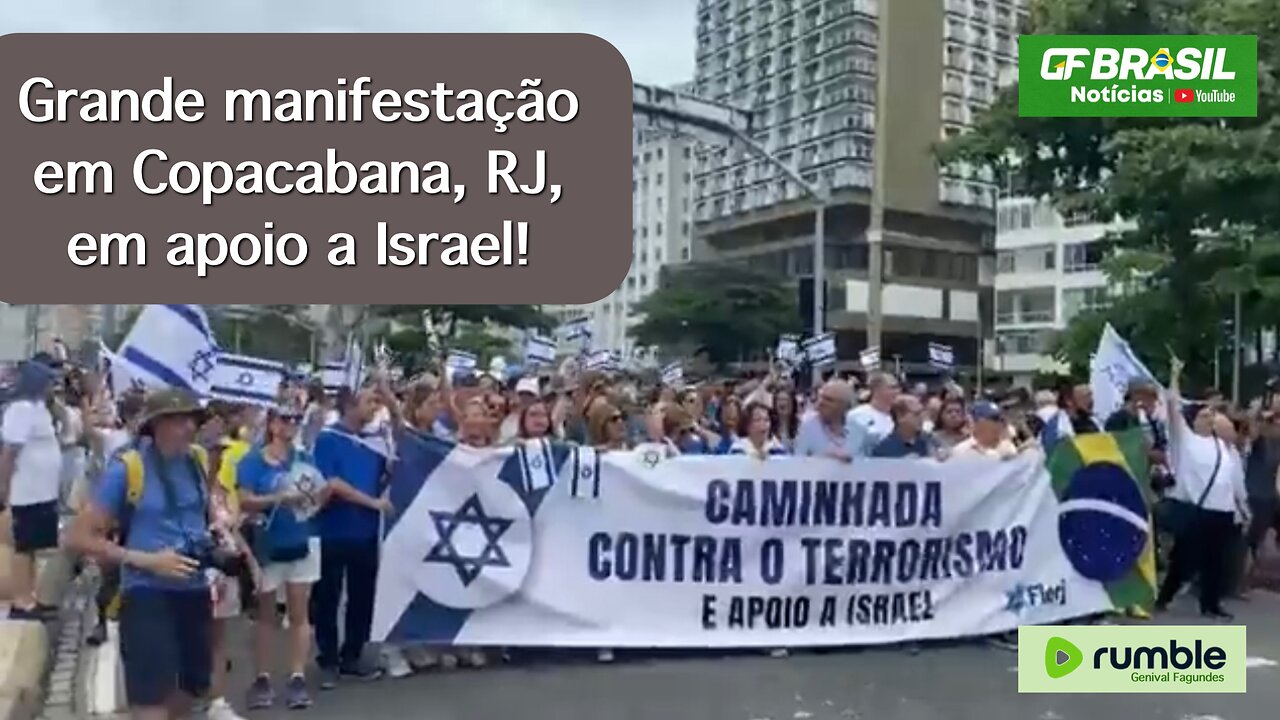 Grande manifestação em Copacabana, RJ, em apoio a Israel, domingo (15/10)!