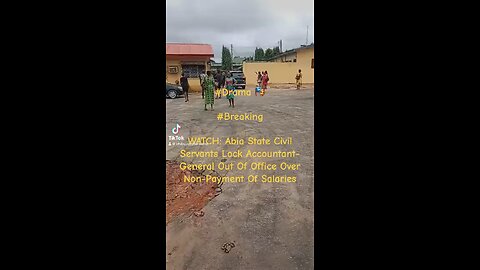 #Drama 🎭 #Breaking WATCH: Abia State Civil Servants Lock Accountant-General Out Of Office Over