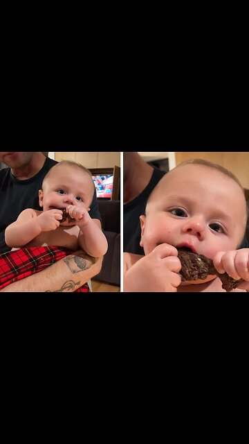 Tiny Baby, Big Steak: Real men eat steak from birth! Ribeye review.