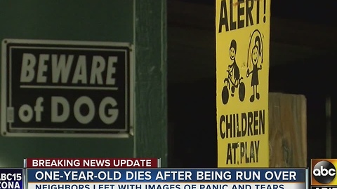 A 1-year-old child is dead after being hit by car in Phoenix