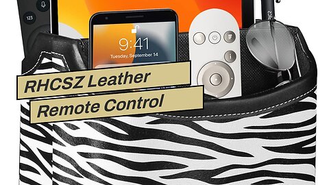 RHCSZ Leather Remote Control HolderCaddy 360 Degree Rotating, Desk Organizer for TV Remote Con...