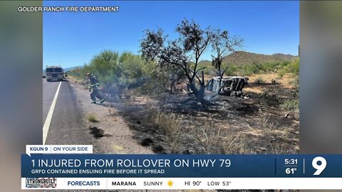 GRFD: Rollover crash led to brush fire