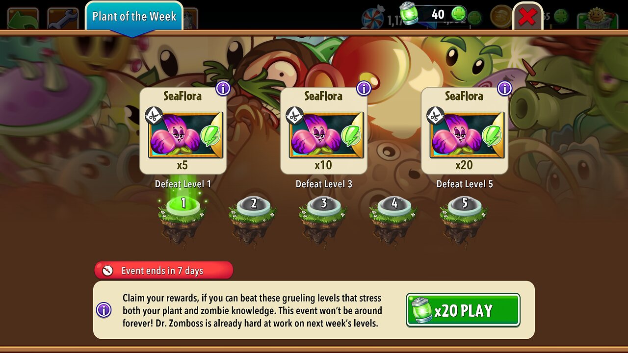 Plants vs Zombies 2 - Plant of the Week - SeaFlora - June 2024