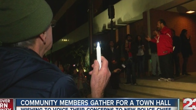 Community members gather for a town hall