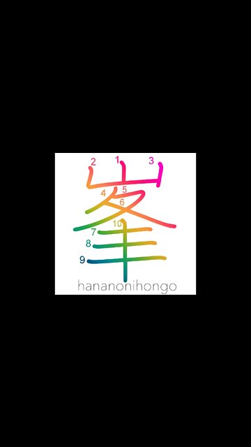 峯 - peak/summit - Learn how to write Japanese Kanji 峯 - hananonihongo.com