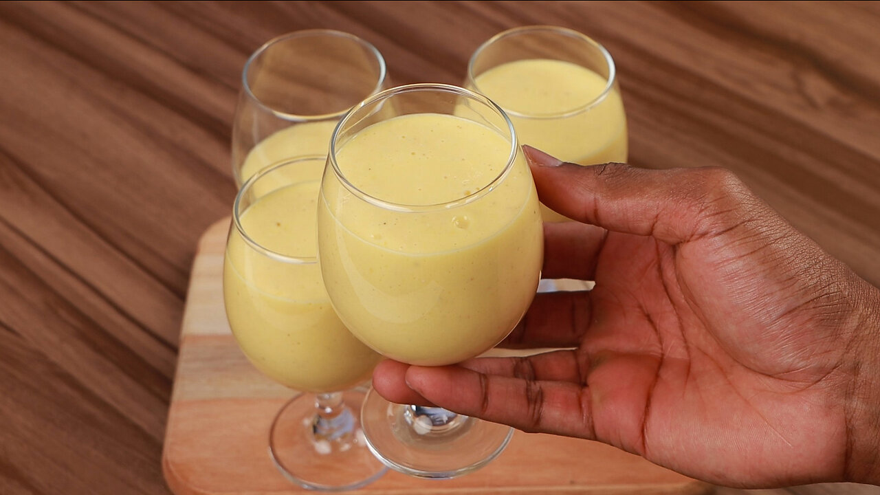 Delicious creamy mango & passion fruit juice