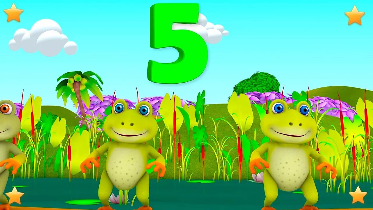 Five Little Speckled Frogs | Kindergarten Nursery Rhymes & Songs for Kids