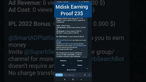 Mdisk Earning Proof #shorts