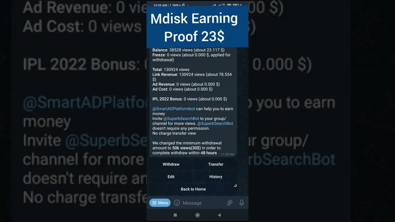 Mdisk Earning Proof #shorts