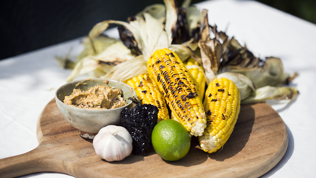 Charred sweetcorn with smoked chilli butter