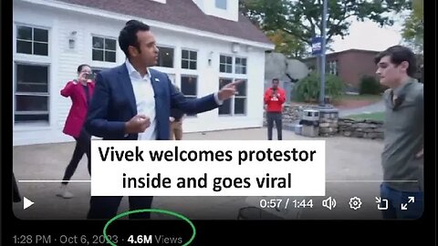 Vivek Ramaswamy invites protester to come in and speak gets 1.6M views in 8hrs