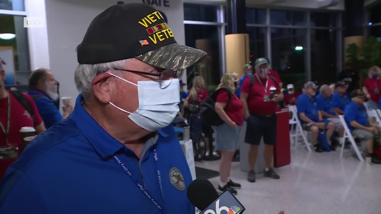 99 local Vietnam and Korean War Veterans take off on Old Glory Honor Flight this morningi