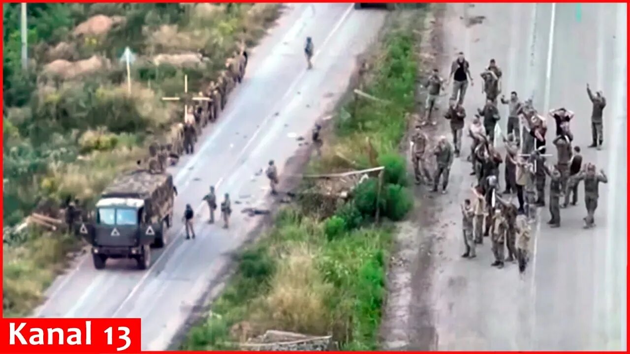 A large number of Russian servicemen raised a white flag and surrendered in Kursk - Video footage