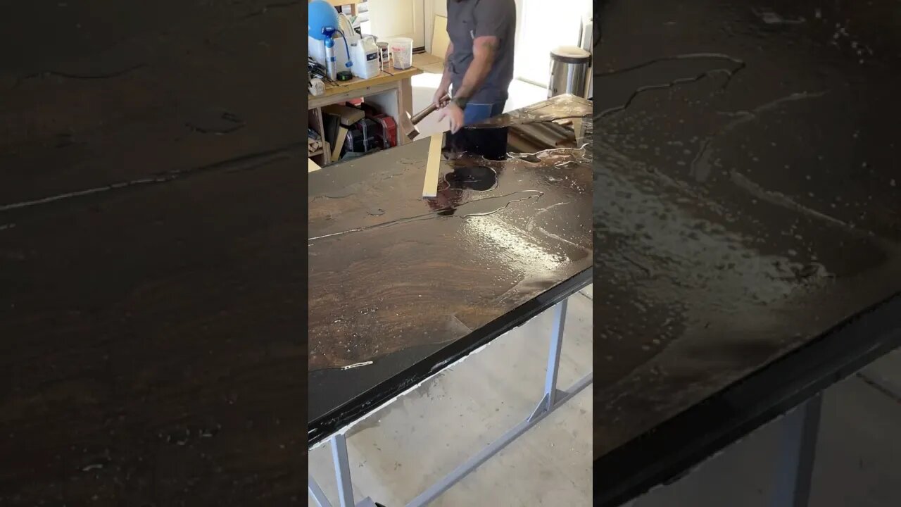 Taking this table out of the mold! #woodworking #diyepoxy #epoxytable #diy #resin #epoxy #homedecor