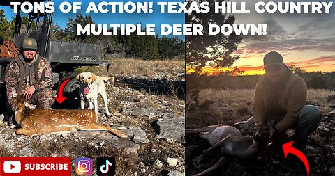 TONS OF ACTION! Texas Hill Country Hunting Part 3! First time hunter deer down and much more!