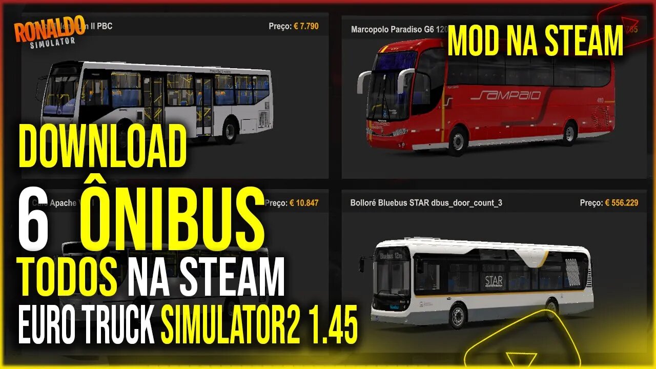 ▶️ETS2 1.45 TOP 6 MOD DE ÔNIBUS NA STEAM EURO TRUCK SIMULATOR 2 1.45