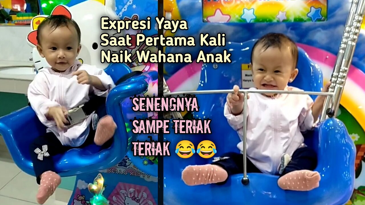 EXPRESI YAYA SAAT PERTAMA KALI NAIK WAHANA ANAK | SENENGNYA SAMPE TERIAK TERIAK
