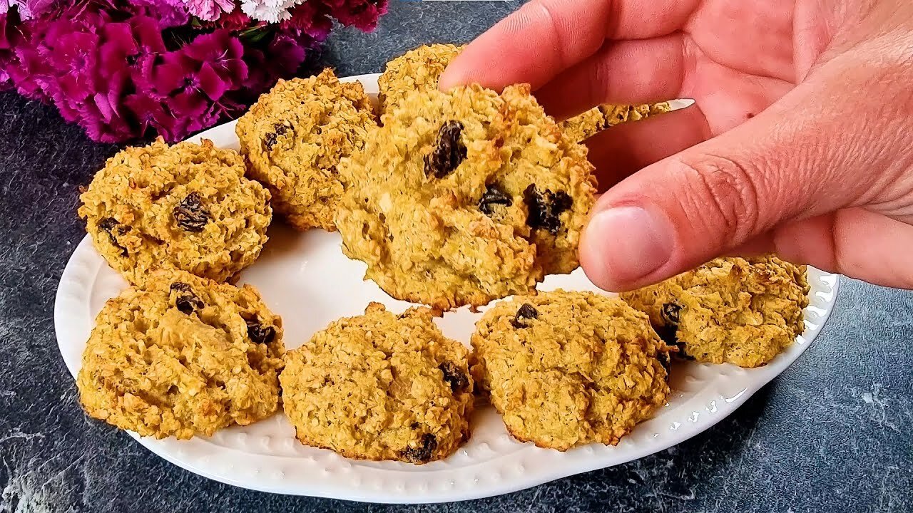 Tasty Diet Cookies With Oats And Apples In 5 Minutes! No Sugar, No Flour, No Butter!