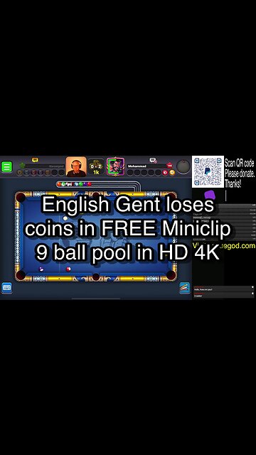 English Gent loses coins in FREE Miniclip 9 ball pool in HD 4K 🎱🎱🎱 8 Ball Pool 🎱🎱🎱
