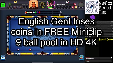 English Gent loses coins in FREE Miniclip 9 ball pool in HD 4K 🎱🎱🎱 8 Ball Pool 🎱🎱🎱