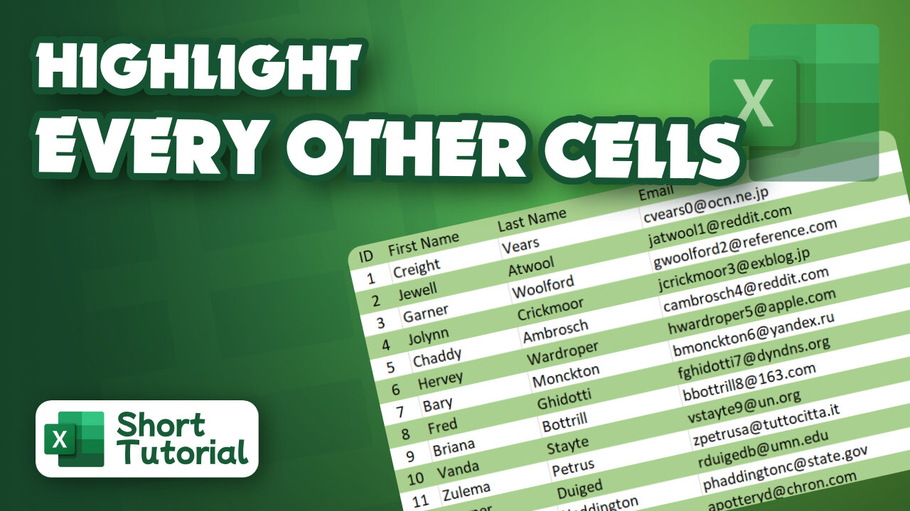 How to highlight every other cell in Excel