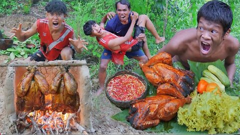 build clay stove Coocking &burn Chicken injugle c