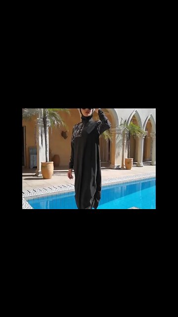 2022 New Arrival Stylish Muslim Swimwear 3 Piece Long Robe Swimming Hijab Suit #Shorts