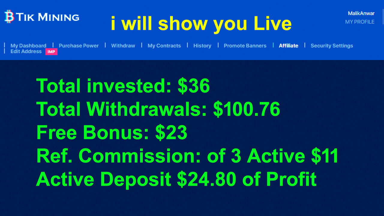 How to Earn Money | Tik Mining Live Withdraw | Payment Proof 3-6-2024