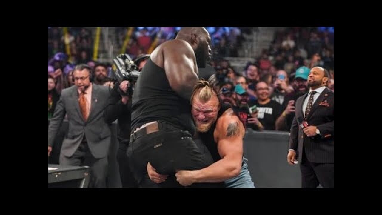 wwe Brock Lesnar brutality attack omos on raw - WWE raw highlights today