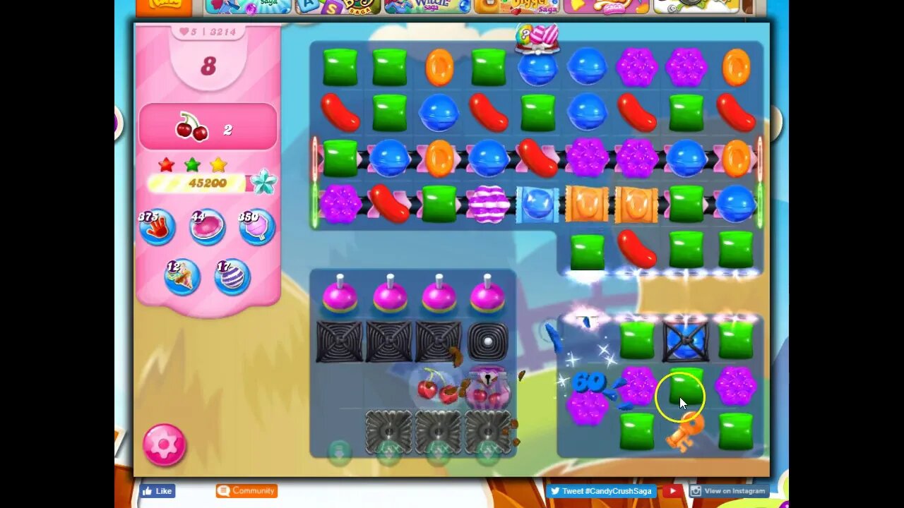 Candy Crush Level 3214 Talkthrough, 20 Moves 0 Boosters