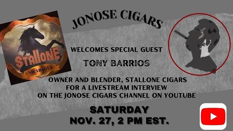 Livestream Interview with Tony Barrios of Stallone Cigars