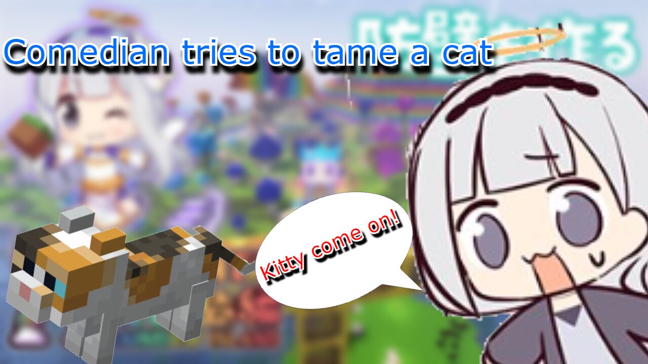 vtuber Shirayuri Lily tries to tame a cat - minecraft