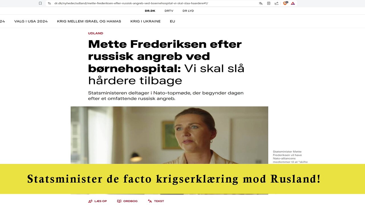 Statsminister de facto krigserklæring mod Rusland!