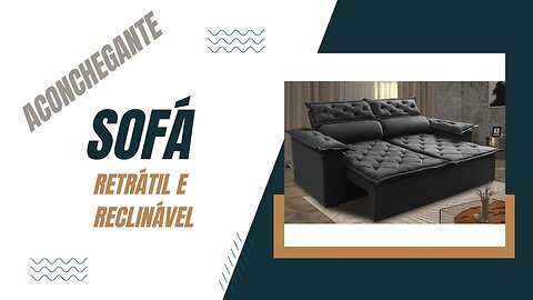 Sofá Retrátil e Reclinável Cama inBox Compact 1,50m Tecido Suede Velusoft Preto.