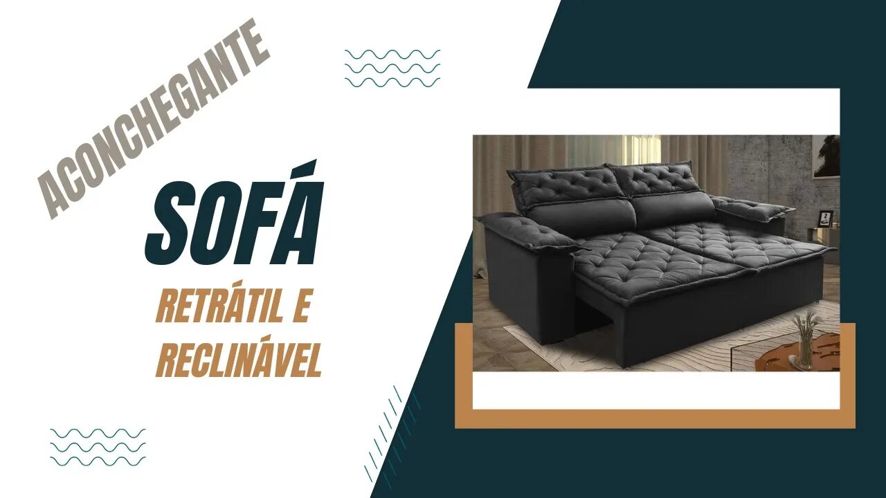 Sofá Retrátil e Reclinável Cama inBox Compact 1,50m Tecido Suede Velusoft Preto.