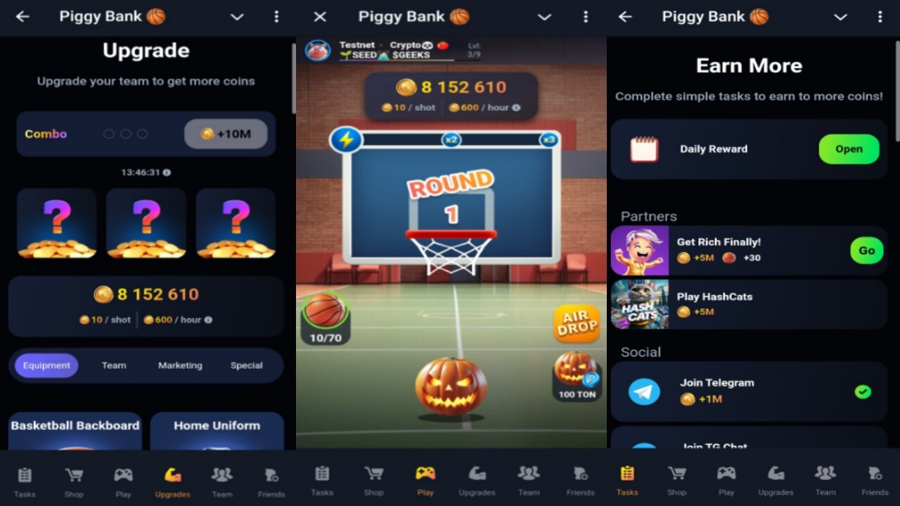 Piggy Bank | Shoot Hoops And Earn $BALLS | The Higher The Multiplier The More Airdrop | Telegram Bot
