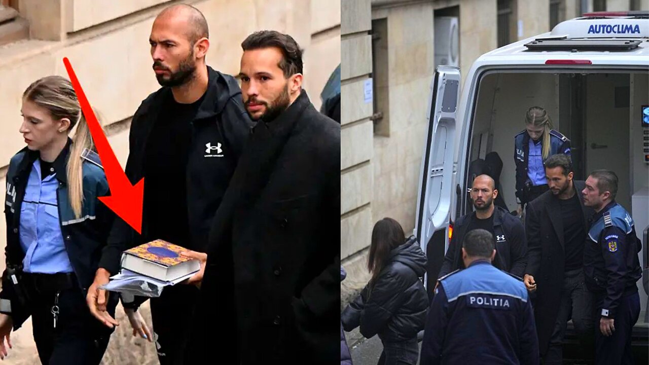 Andrew Tate arrives at court in Bucharest with his brother Tristan