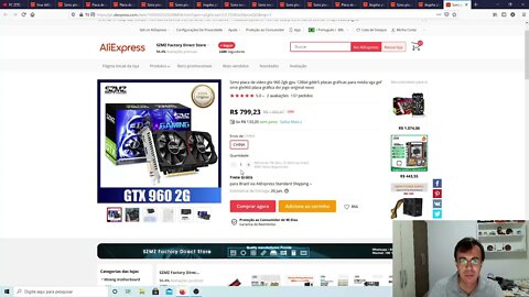 GTX 960 2GB e GTX 960 4GB por preços de GT1030, RX550 e GTX750ti. Boas opções no Aliexpress.