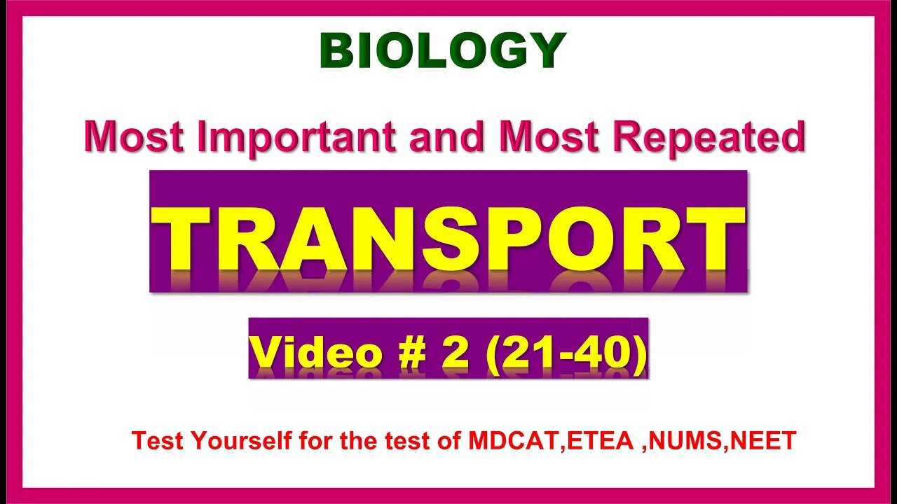 Transport #mdcatmcqs Part 2#mdcatbiology #mdcat2024 #Transportmcqs #etea2024 #nums2024 #circulation