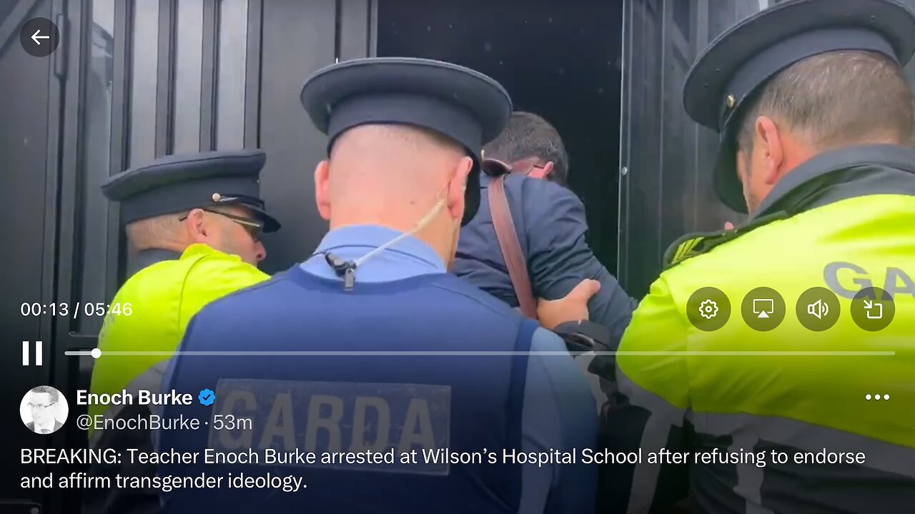 Irish teacher Enoch Burke arrested for not pushing transgender ideology in school 02/09/2024