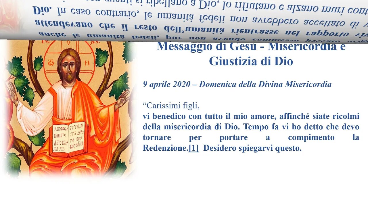 messaggio 19 04 2020 Misericordia e Giustizia di Dio