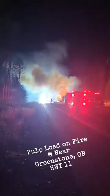 Truck fire on highway 11 Ontario