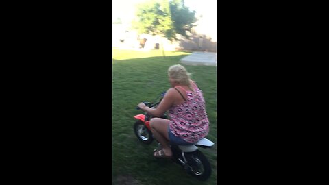 Mom Races Dirtbike after day Drinking! (CRASH)