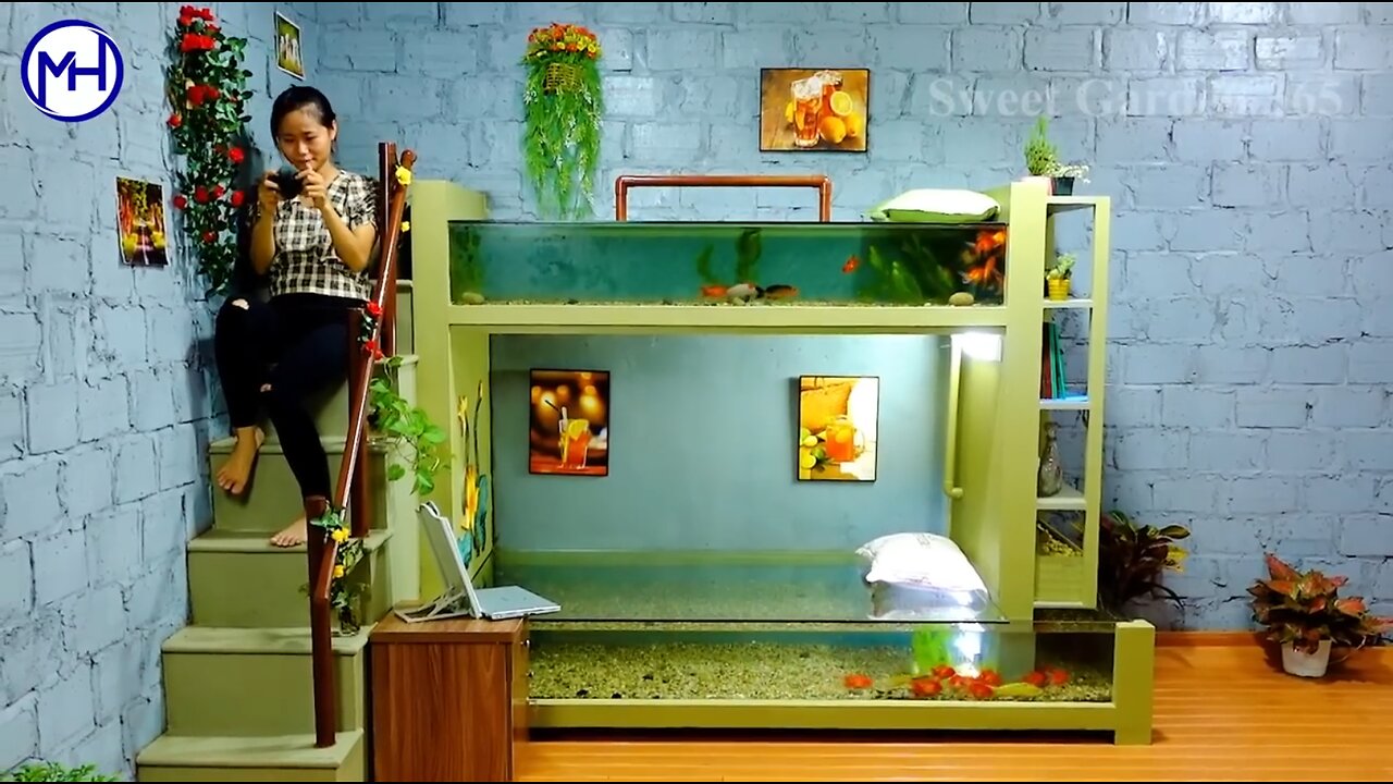 Unbelievable ideas! Make a masterpiece fish tank bunk bed at home