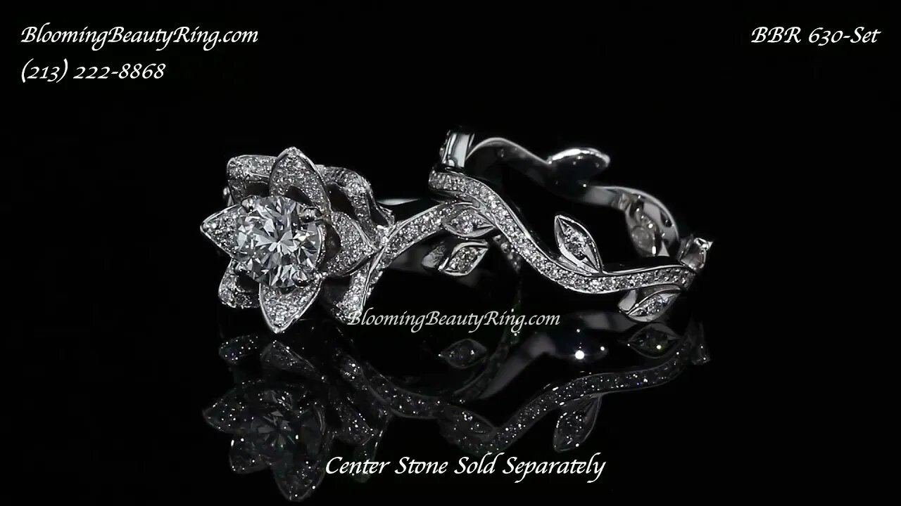 Small Lotus Engagement Rings BBR 630 Set