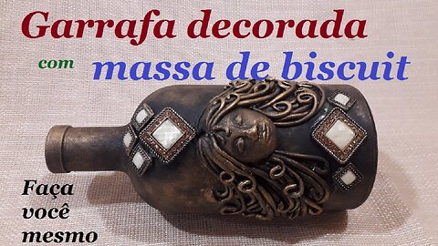 DIY - GARRAFA DECORADA COM MASSA DE BISCUIT E BIJUTERIAS